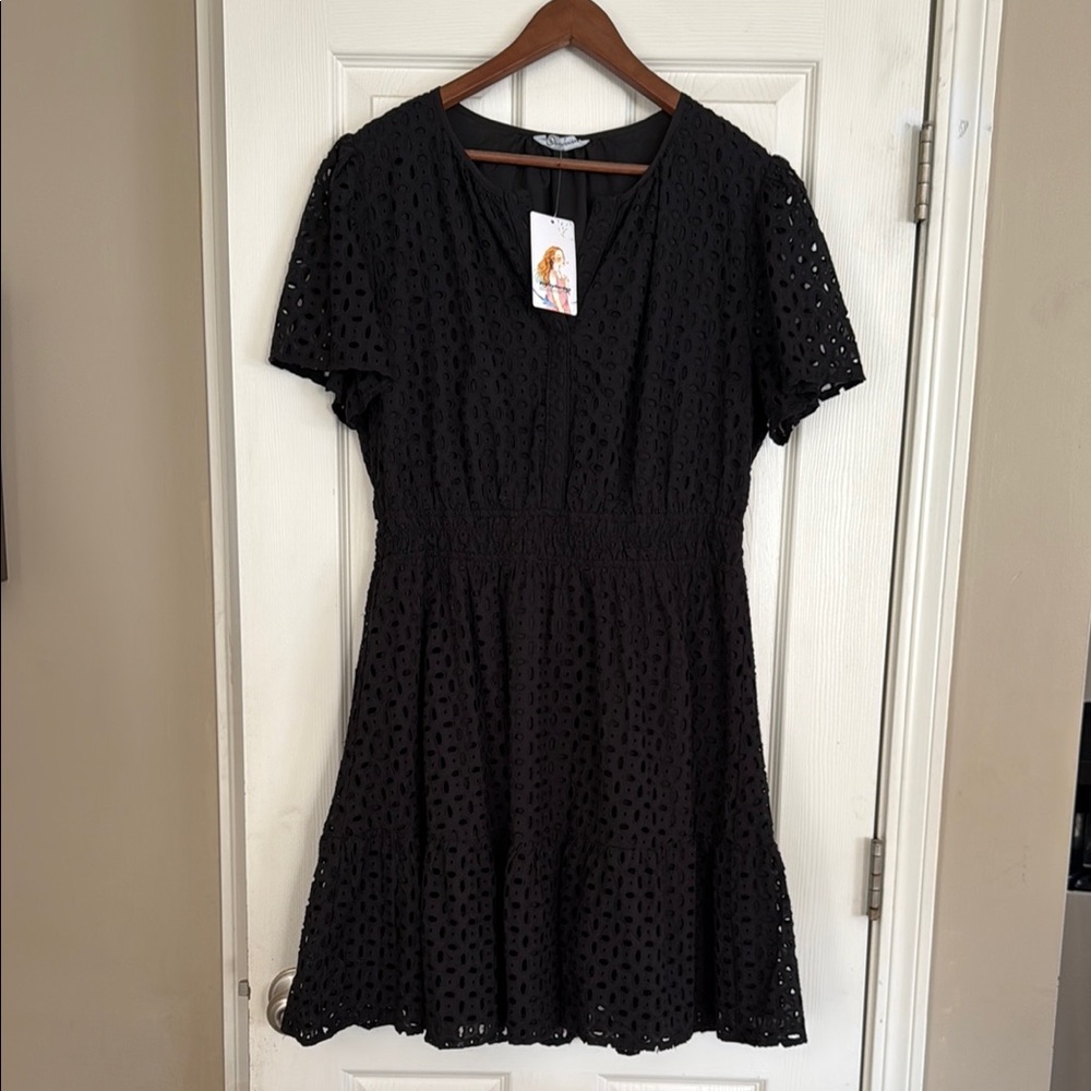 Pretty Garden Black Eyelet Dress